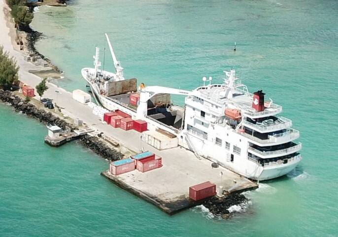 The Tuhaa Pae IV freighter at anchor in the Austral Islands